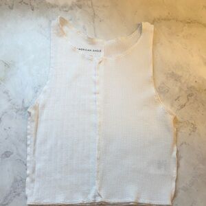 American Eagle Cream Knit Textured Tank